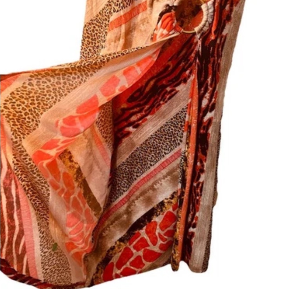 Glamour Egypt Dress Size 14 Tan Orange Brown Animal Print with Ring Detail - Picture 6 of 7